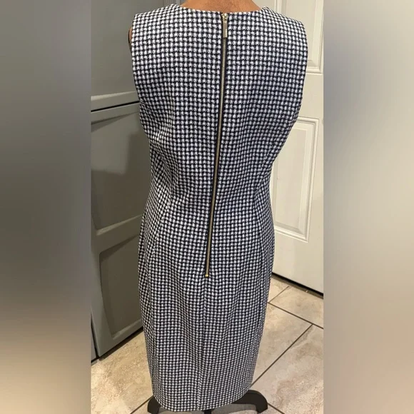 Calvin Klein Black and White Checkered Midi Dress - Picture 2 of 5